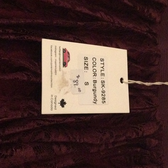Pink Martini Burgundy Pleated Lace Skirt, Size S - Picture 8 of 8